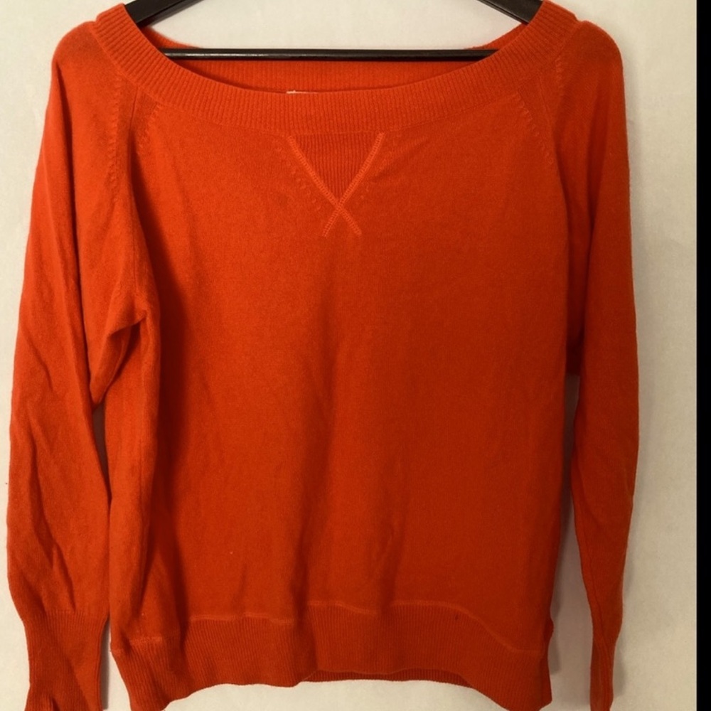 J Crew 100% cashmere Women's fire or burnt orange Sweater